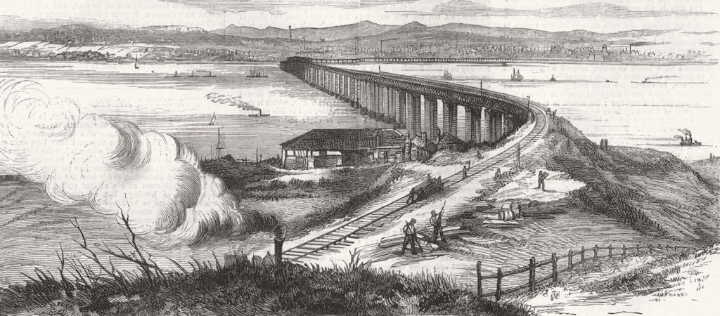 SCOTLAND. Tay Bridge. Tay Bridge. bridge from Tayside 1880 old antique print